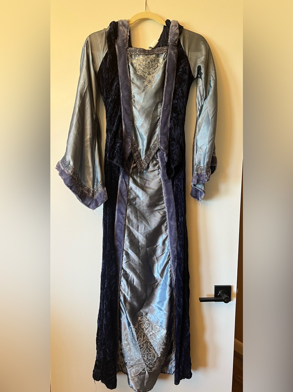 Medieval Inspired Velvet Trim Long Dress Costume